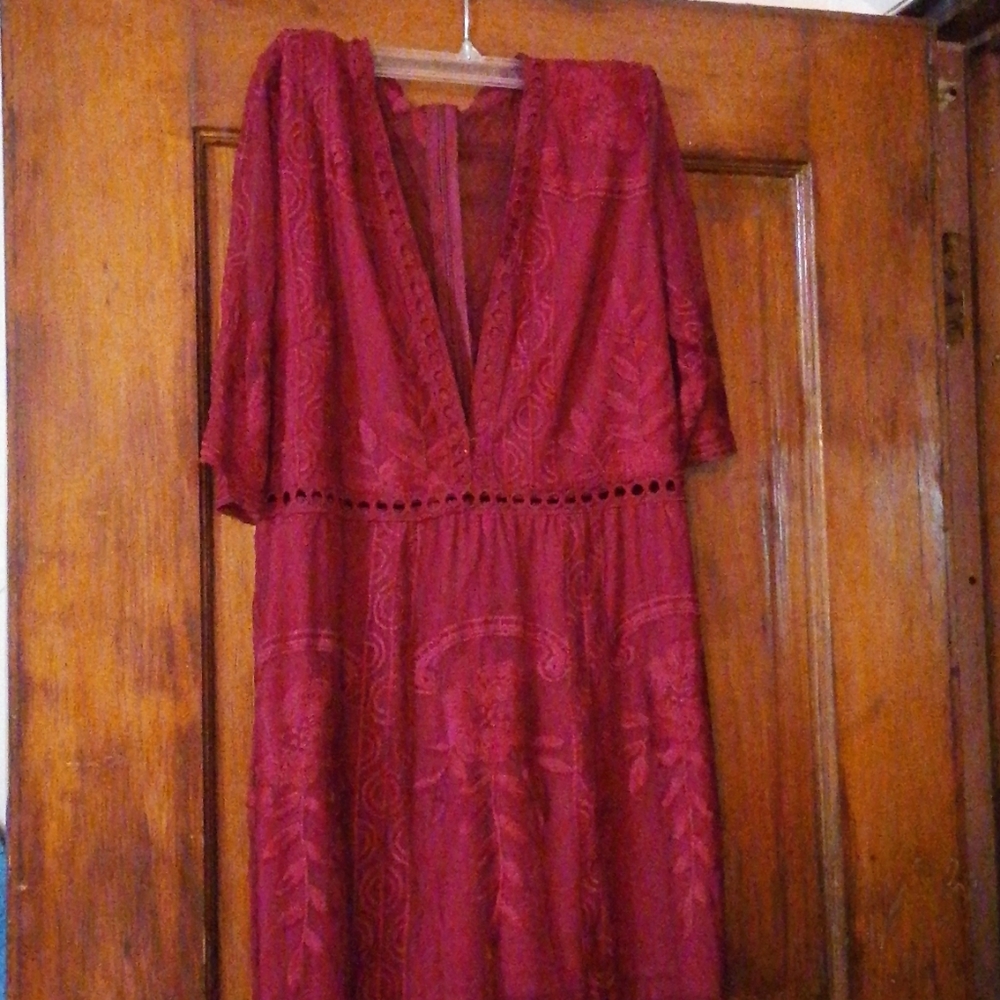 Maroon lace romper dress